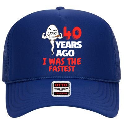 40th Birthday Gag Sperm. 40 Years Of Awesome Funny Sperm High Crown Mesh Back Trucker Hat