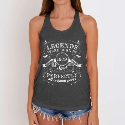 44th Birthday Gift Vintage Legends Born In 1979 44 Years Old Women's Knotted Racerback Tank