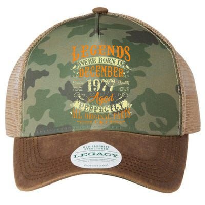 45th Birthday Gift 45 Years Old Legends Born December 1977 Legacy Tie Dye Trucker Hat