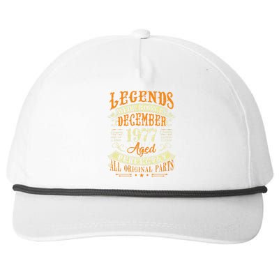 45th Birthday Gift 45 Years Old Legends Born December 1977 Snapback Five-Panel Rope Hat