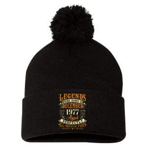 45th Birthday Gift 45 Years Old Legends Born December 1977 Pom Pom 12in Knit Beanie