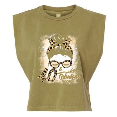 40th Birthday Gift Wom.e.n Girls 40 Year Old Fabulous Leopard Garment-Dyed Women's Muscle Tee