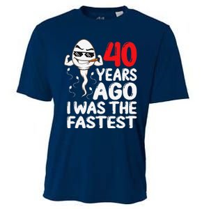 40th Birthday Gag Dress 40 Years Ago I Was The Fastest Funny Cooling Performance Crew T-Shirt