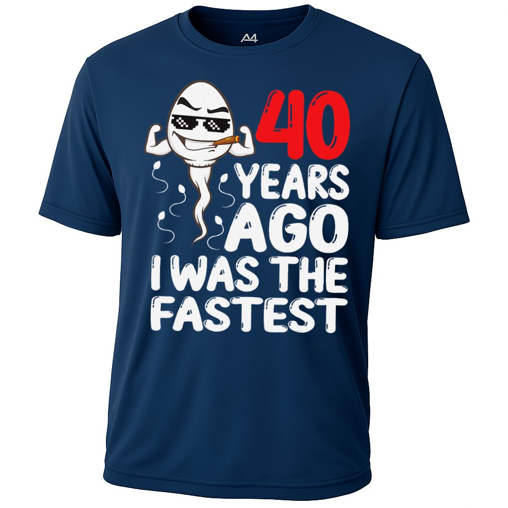 40th Birthday Gag Dress 40 Years Ago I Was The Fastest Funny Cooling Performance Crew T-Shirt