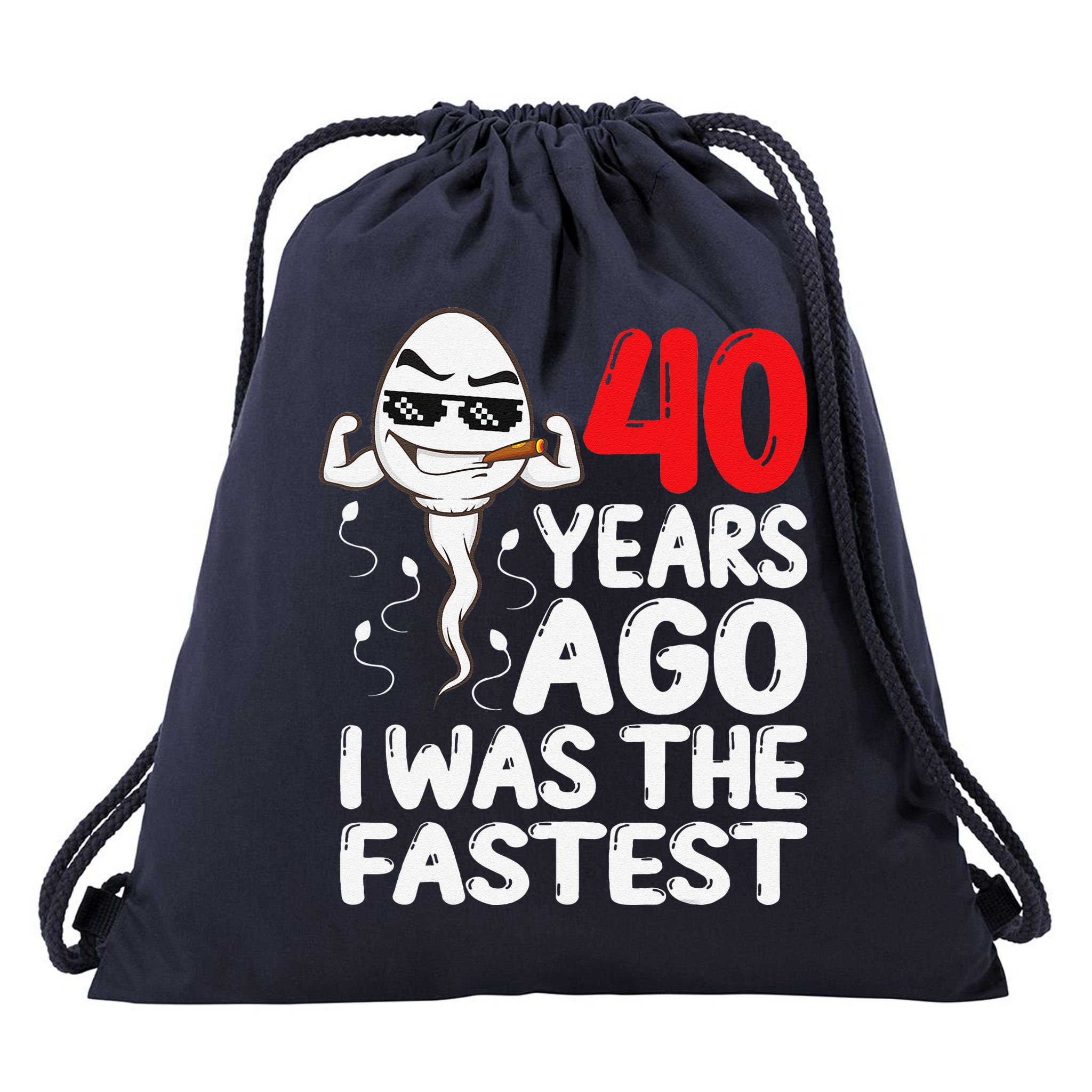 40th Birthday Gag Dress 40 Years Ago I Was The Fastest Funny Drawstring Bag