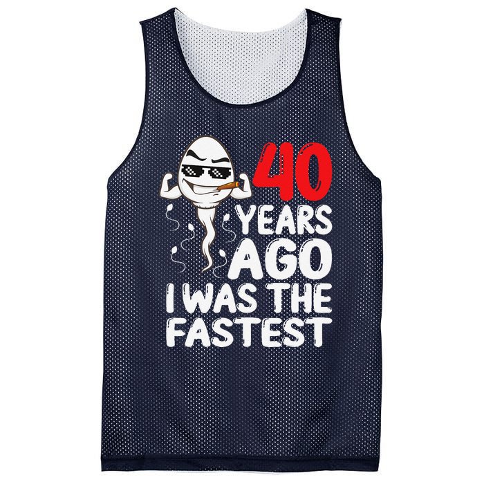 40th Birthday Gag Dress 40 Years Ago I Was The Fastest Funny Mesh Reversible Basketball Jersey Tank