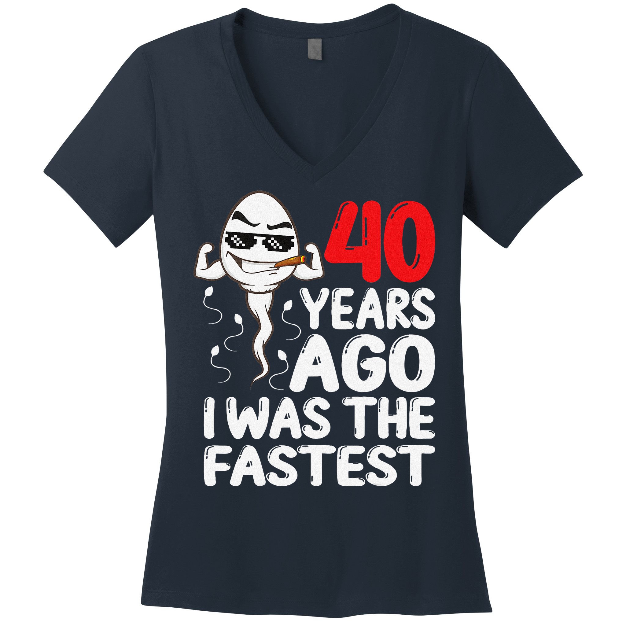 40th Birthday Gag Dress 40 Years Ago I Was The Fastest Funny Women's V-Neck T-Shirt