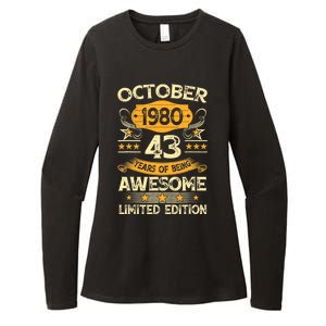 43rd Birthday Gift Decoration October 1980 43 Years Olds Womens CVC Long Sleeve Shirt