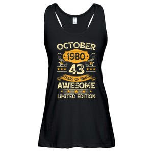 43rd Birthday Gift Decoration October 1980 43 Years Olds Ladies Essential Flowy Tank