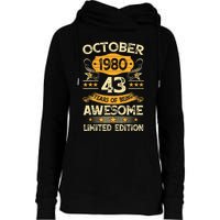 43rd Birthday Gift Decoration October 1980 43 Years Olds Womens Funnel Neck Pullover Hood