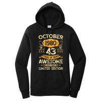 43rd Birthday Gift Decoration October 1980 43 Years Olds Women's Pullover Hoodie