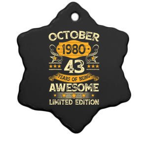 43rd Birthday Gift Decoration October 1980 43 Years Olds Ceramic Star Ornament