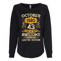 43rd Birthday Gift Decoration October 1980 43 Years Olds Womens California Wash Sweatshirt