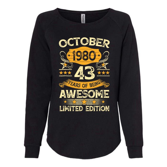 43rd Birthday Gift Decoration October 1980 43 Years Olds Womens California Wash Sweatshirt