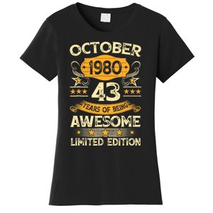 43rd Birthday Gift Decoration October 1980 43 Years Olds Women's T-Shirt