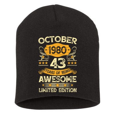 43rd Birthday Gift Decoration October 1980 43 Years Olds Short Acrylic Beanie