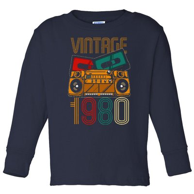 43rd Birthday Gifts Years Old Vintage 1980 Toddler Long Sleeve Shirt