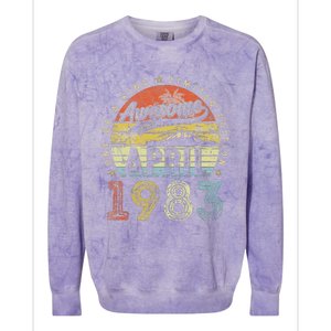 40th Birthday Gift Awesome Since April 1983 40 Year Old Colorblast Crewneck Sweatshirt