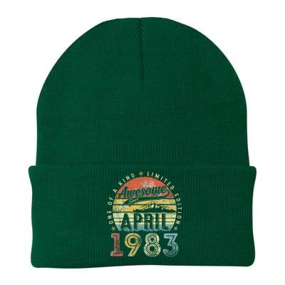 40th Birthday Gift Awesome Since April 1983 40 Year Old Knit Cap Winter Beanie