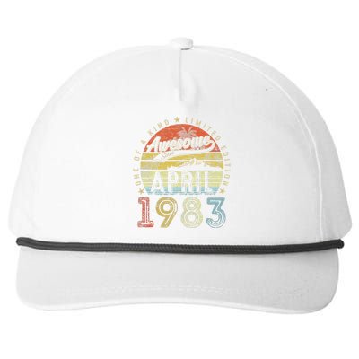 40th Birthday Gift Awesome Since April 1983 40 Year Old Snapback Five-Panel Rope Hat