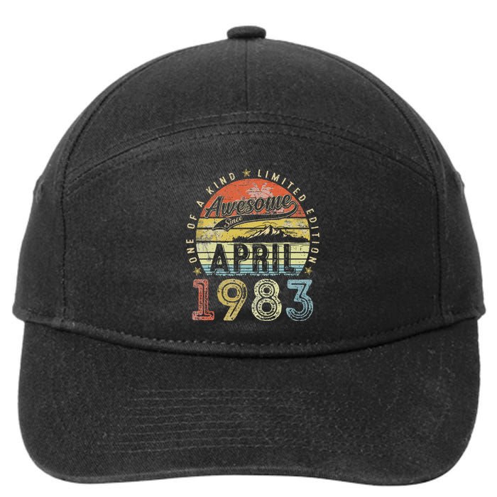 40th Birthday Gift Awesome Since April 1983 40 Year Old 7-Panel Snapback Hat