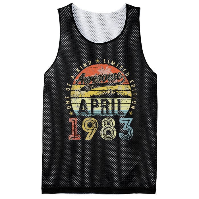 40th Birthday Gift Awesome Since April 1983 40 Year Old Mesh Reversible Basketball Jersey Tank