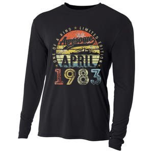 40th Birthday Gift Awesome Since April 1983 40 Year Old Cooling Performance Long Sleeve Crew