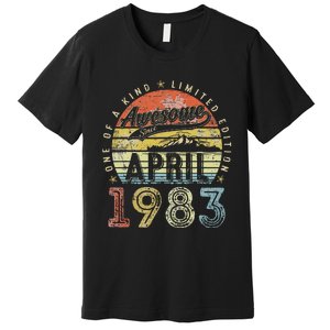 40th Birthday Gift Awesome Since April 1983 40 Year Old Premium T-Shirt