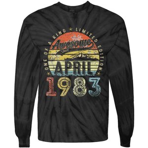 40th Birthday Gift Awesome Since April 1983 40 Year Old Tie-Dye Long Sleeve Shirt