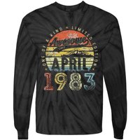 40th Birthday Gift Awesome Since April 1983 40 Year Old Tie-Dye Long Sleeve Shirt