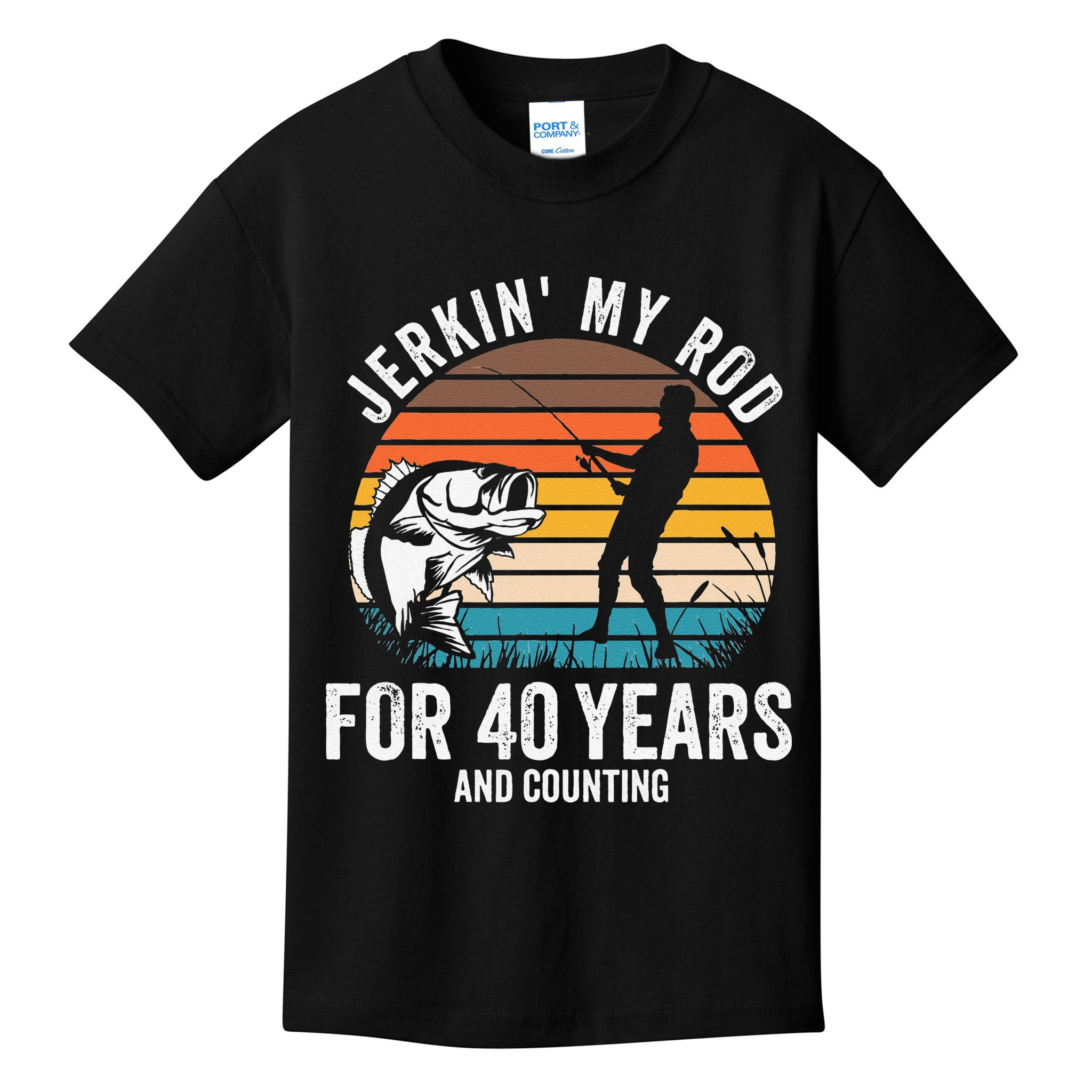 40th Birthday Gift For Fisherman Funny Fishing 40 Bday Kids T-Shirt