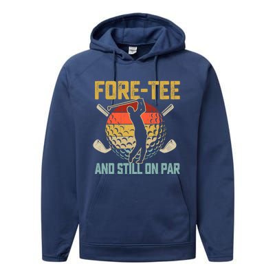 40th Birthday Golfer Turning 40 Year Old Golfing Fathers Day Performance Fleece Hoodie