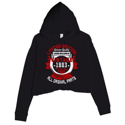 41st Birthday Gift Vintage Legends Born In 1983 41 Years Old Crop Fleece Hoodie