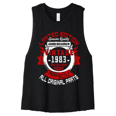 41st Birthday Gift Vintage Legends Born In 1983 41 Years Old Women's Racerback Cropped Tank