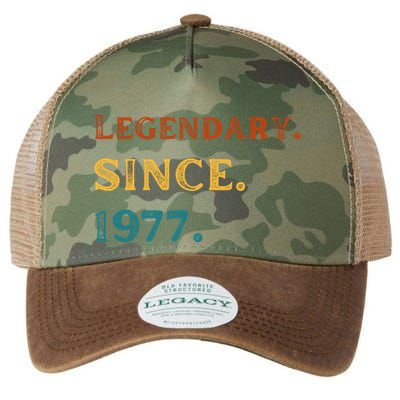 46th Birthday Gift Vintage Legendary Since 1977 46 Year Old Legacy Tie Dye Trucker Hat