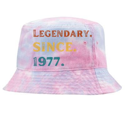 46th Birthday Gift Vintage Legendary Since 1977 46 Year Old Tie-Dyed Bucket Hat