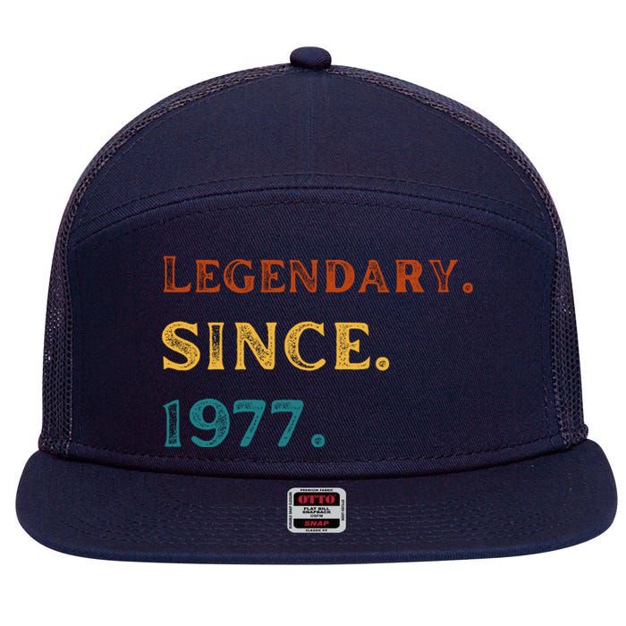 46th Birthday Gift Vintage Legendary Since 1977 46 Year Old 7 Panel Mesh Trucker Snapback Hat