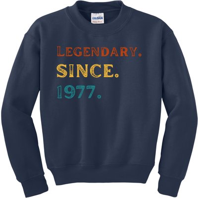 46th Birthday Gift Vintage Legendary Since 1977 46 Year Old Kids Sweatshirt