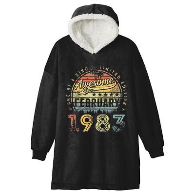 40th Birthday Gift Awesome Since February 1983 40 Year Old Cute Hooded Wearable Blanket