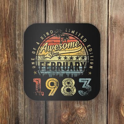 40th Birthday Gift Awesome Since February 1983 40 Year Old Cute Coaster