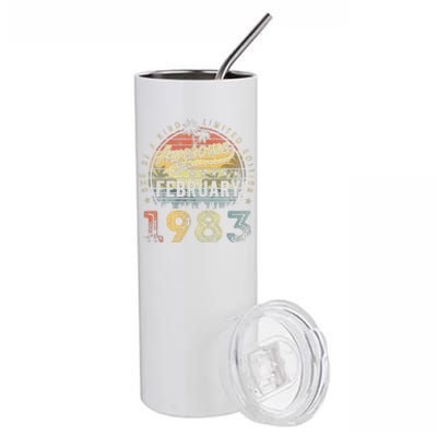 40th Birthday Gift Awesome Since February 1983 40 Year Old Cute Stainless Steel Tumbler