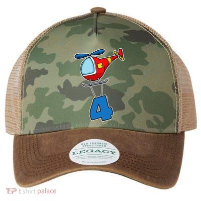 4th Birthday Gift For A I Funny Helicopters Legacy Tie Dye Trucker Hat
