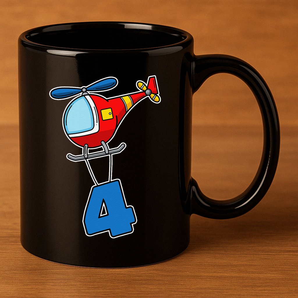 4th Birthday Gift For A I Funny Helicopters 11oz C Handle Ceramic Mug