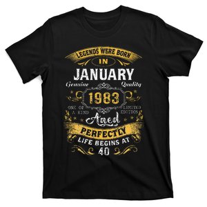 40th Birthday Gift January Legends Born In 1983 40 Year Old T-Shirt