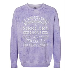 40th Birthday Gift Legends Born In February 1983 40 Year Old Cute Colorblast Crewneck Sweatshirt