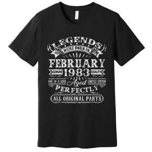 40th Birthday Gift Legends Born In February 1983 40 Year Old Cute Premium T-Shirt