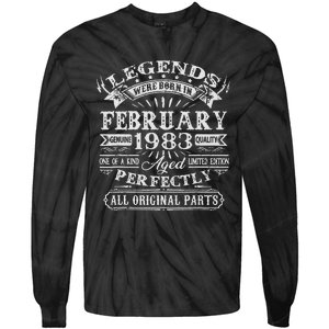 40th Birthday Gift Legends Born In February 1983 40 Year Old Cute Tie-Dye Long Sleeve Shirt