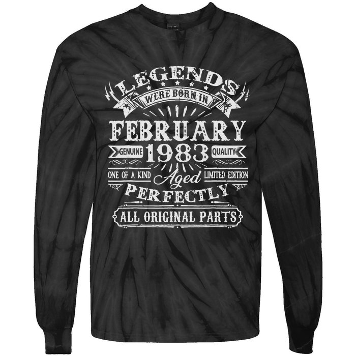 40th Birthday Gift Legends Born In February 1983 40 Year Old Cute Tie-Dye Long Sleeve Shirt