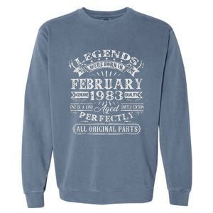 40th Birthday Gift Legends Born In February 1983 40 Year Old Cute Garment-Dyed Sweatshirt