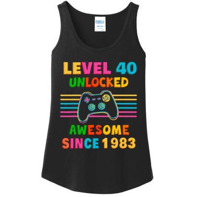 40th Birthday Gift Level 40 Unlocked 40 Years Old Gamer Ladies Essential Tank